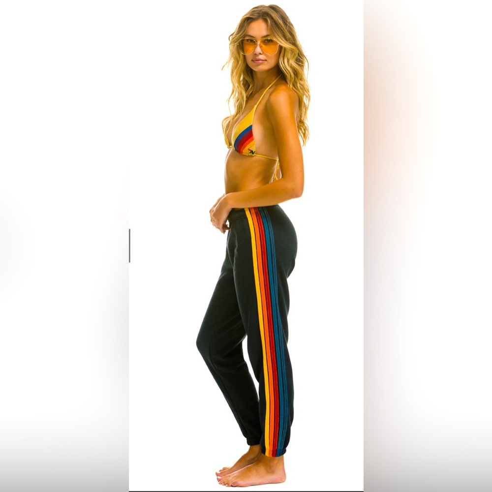 Aviator Nation 5 STRIPE SWEATPANTS - CHARCOAL